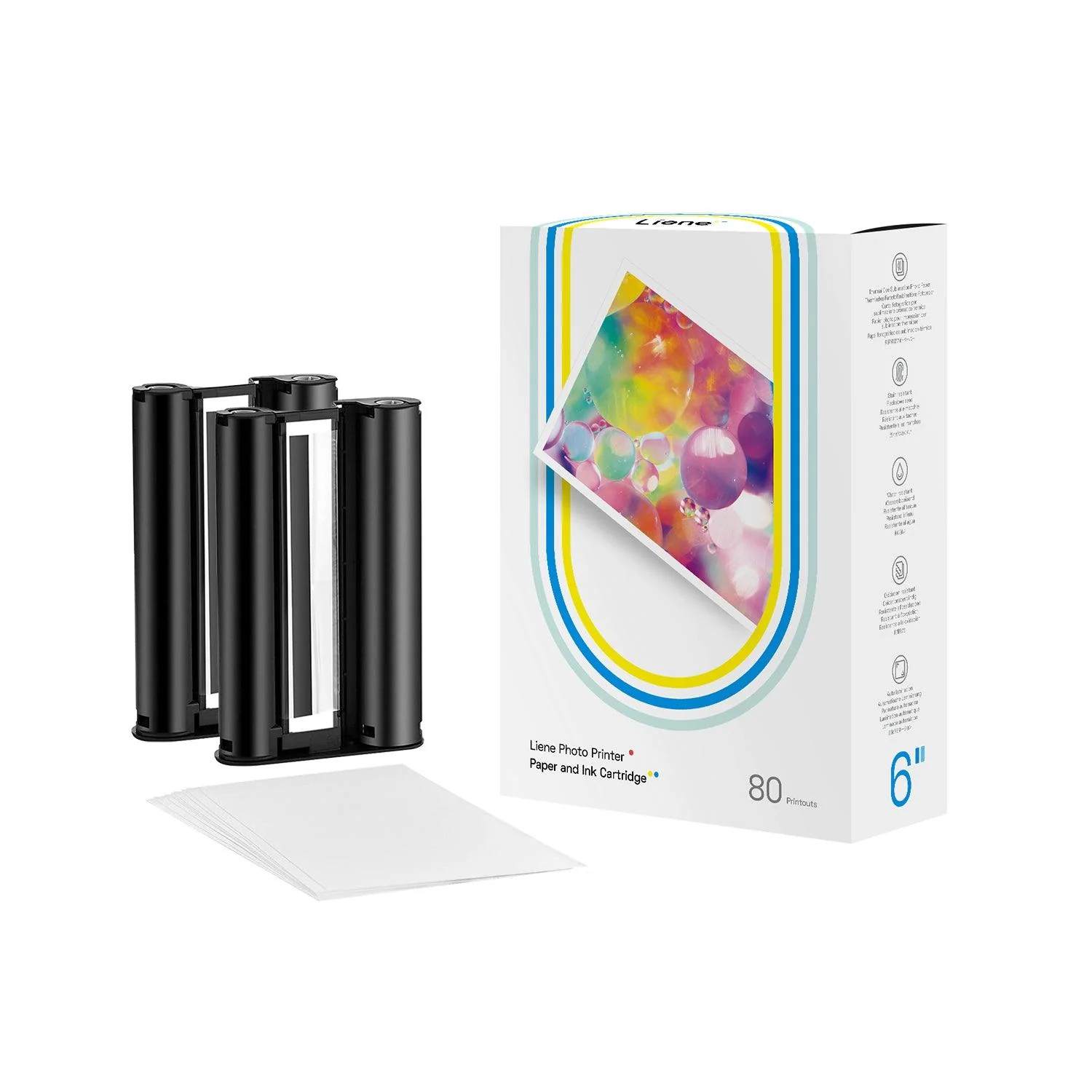 Amber 4x6" Photo Printer Paper 80 Sheets & 2 Ink Cartridges Refill - Image 6