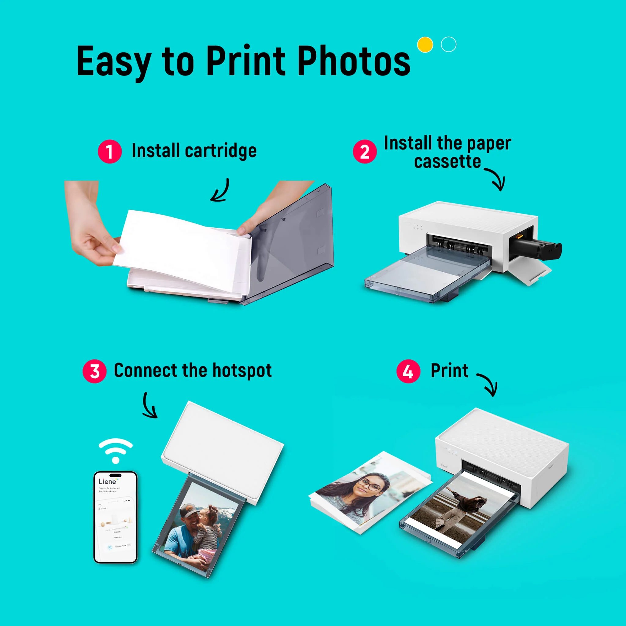 Amber 4x6" Instant Photo Printer M100 (20 Photo Papers + 1 Cartridge) - Image 7